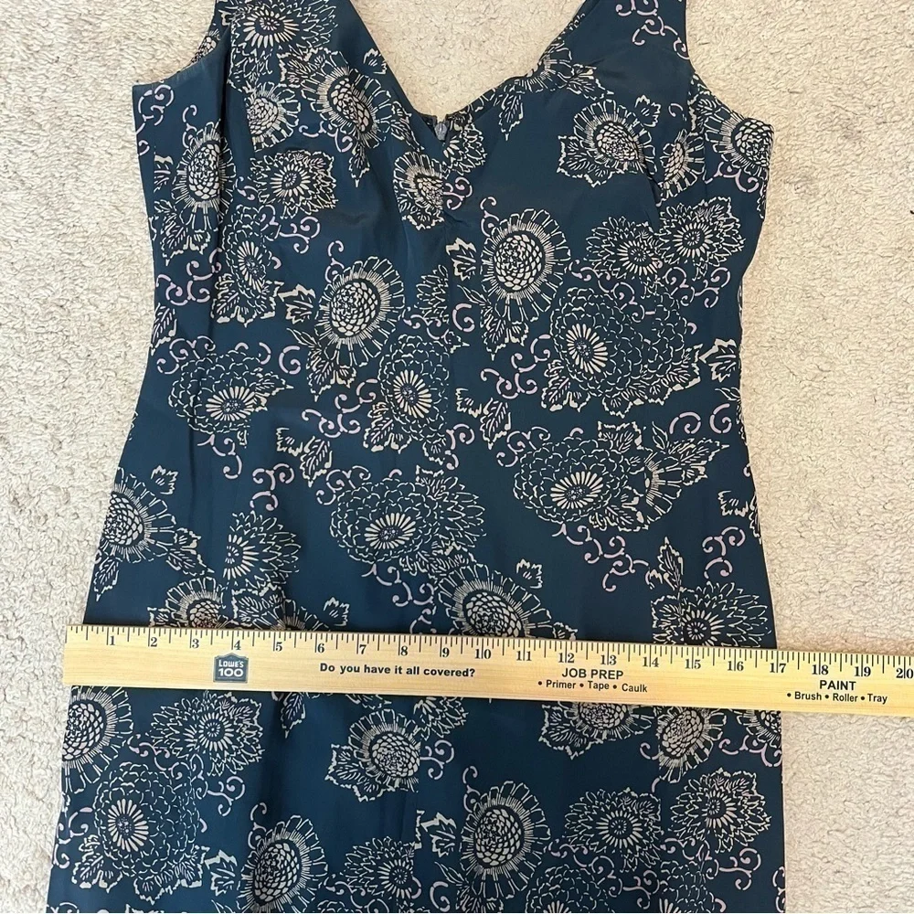 Vintage J Crew Blue Paisley Silk Midi Womens Sleeveless Dress Size petite 8